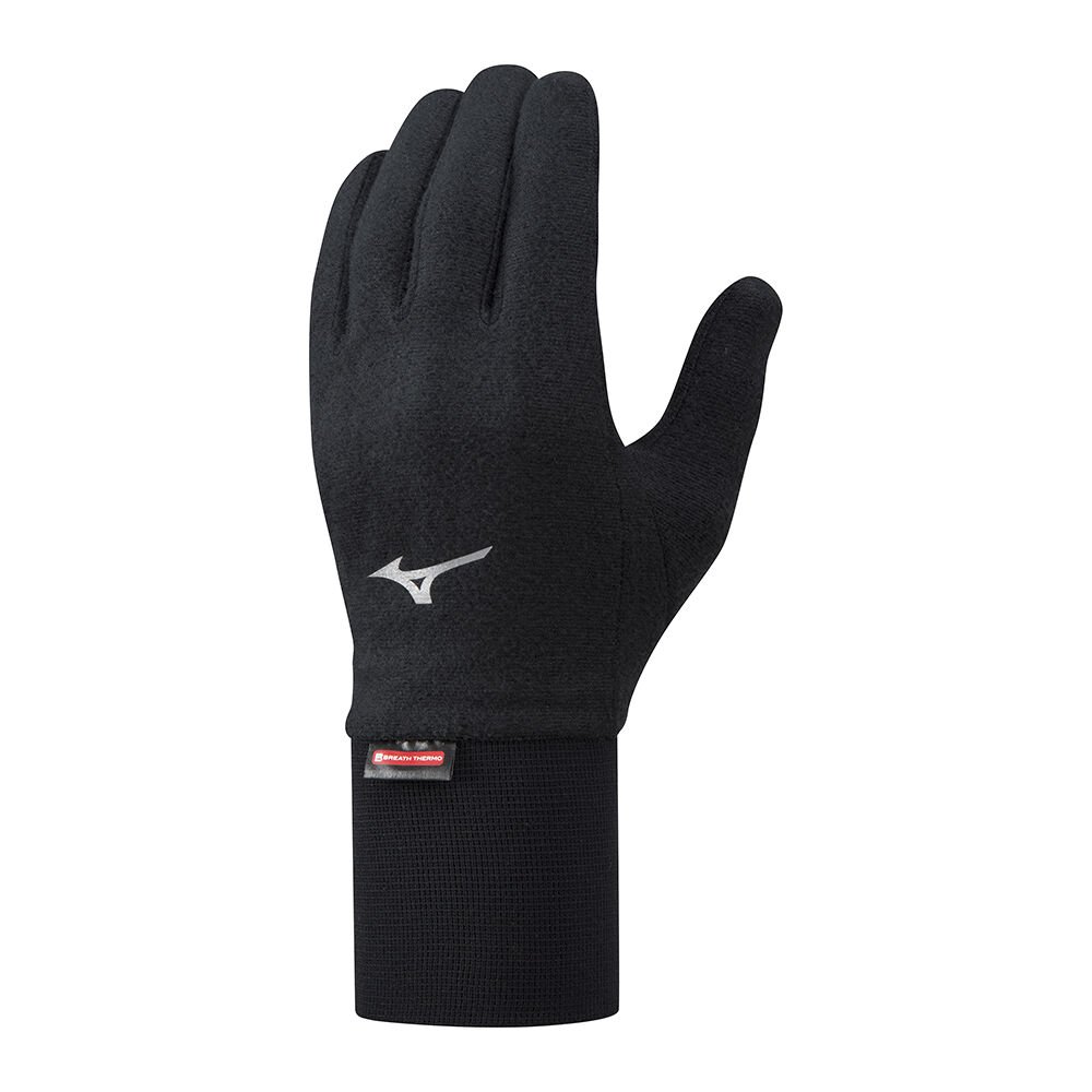 Womens Mizuno Breath Thermo Mid Weight Fleece Running Gloves Black Philippines (SXIHTC254)